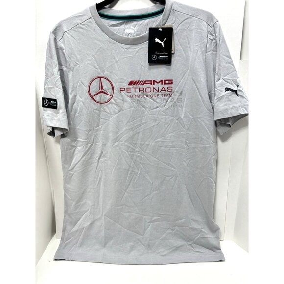 Puma Mercedes AMG Petronas F1 Mens Medium Black Logo T-Shirt Motorsport Tee - Picture 1 of 7